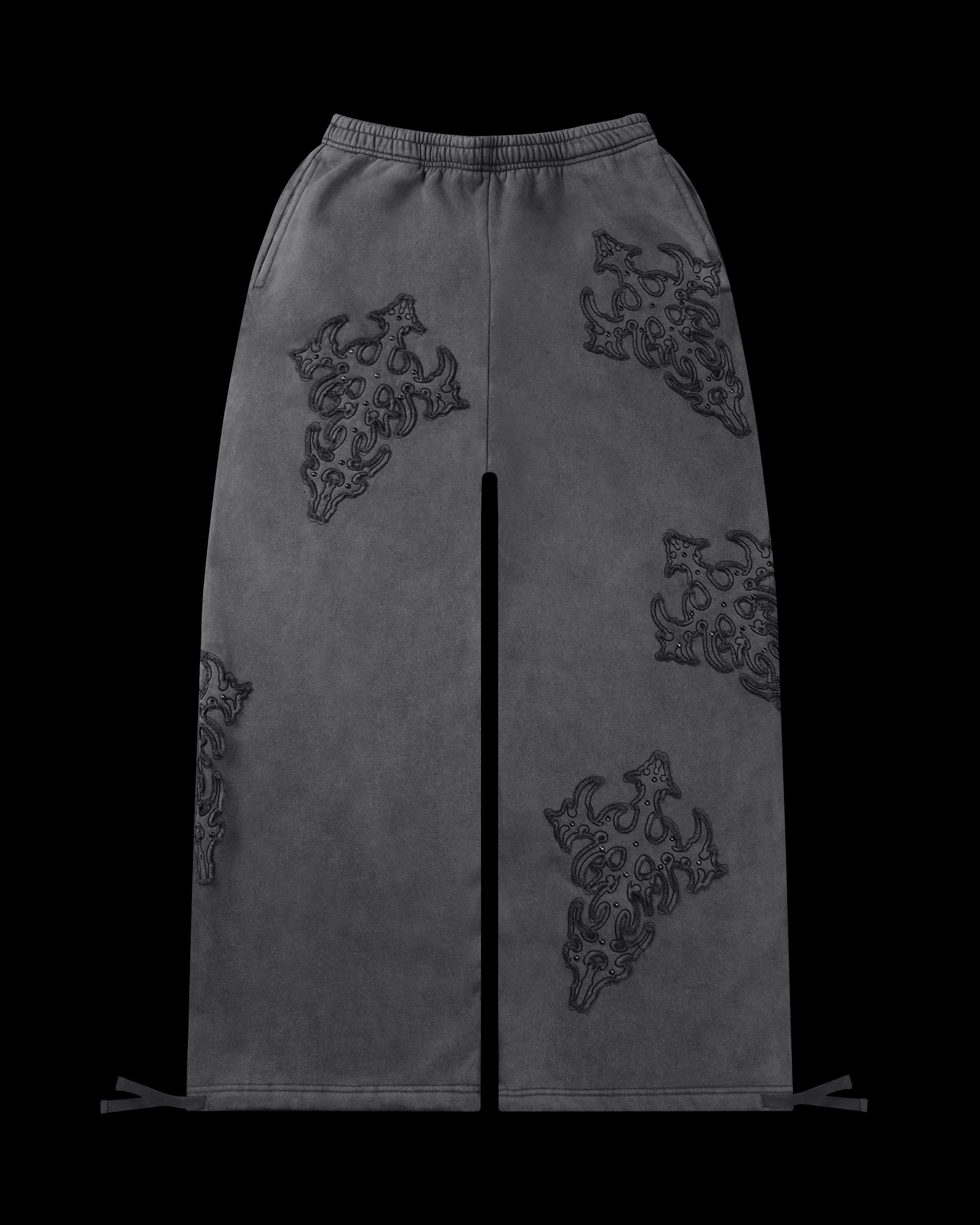 SINNER STUDDED OVERSIZED SWEATPANTS GREY VINTAGE WASH
