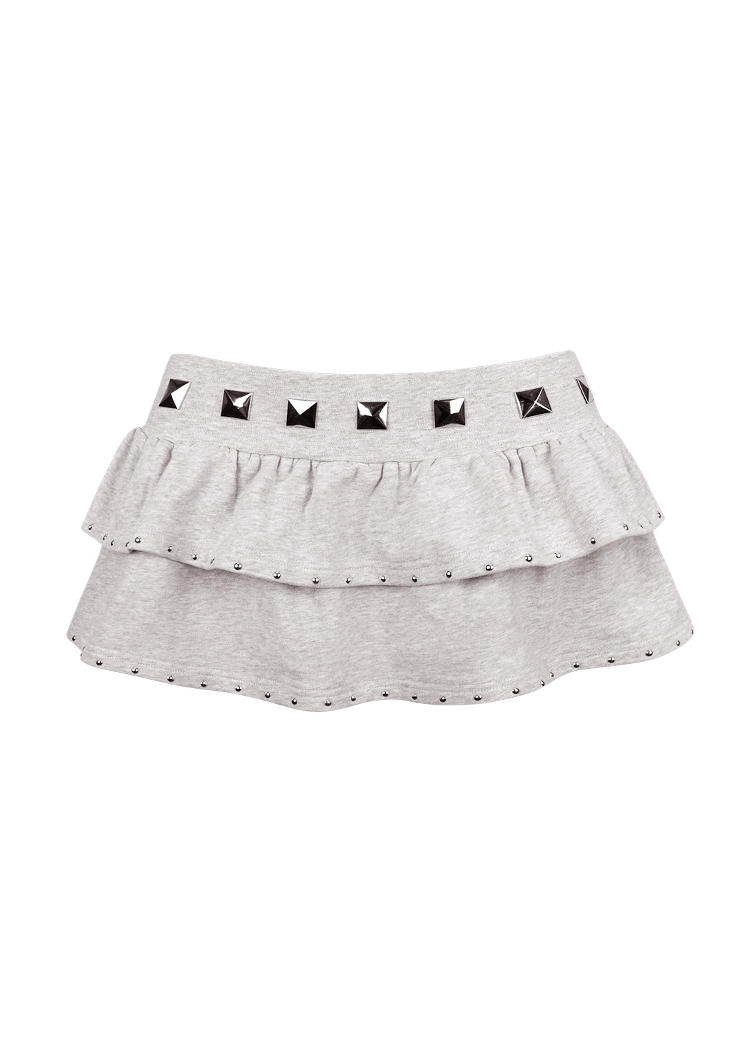 SLEAZE STUDDED RUFFLE MICRO SKIRT GREY MARL