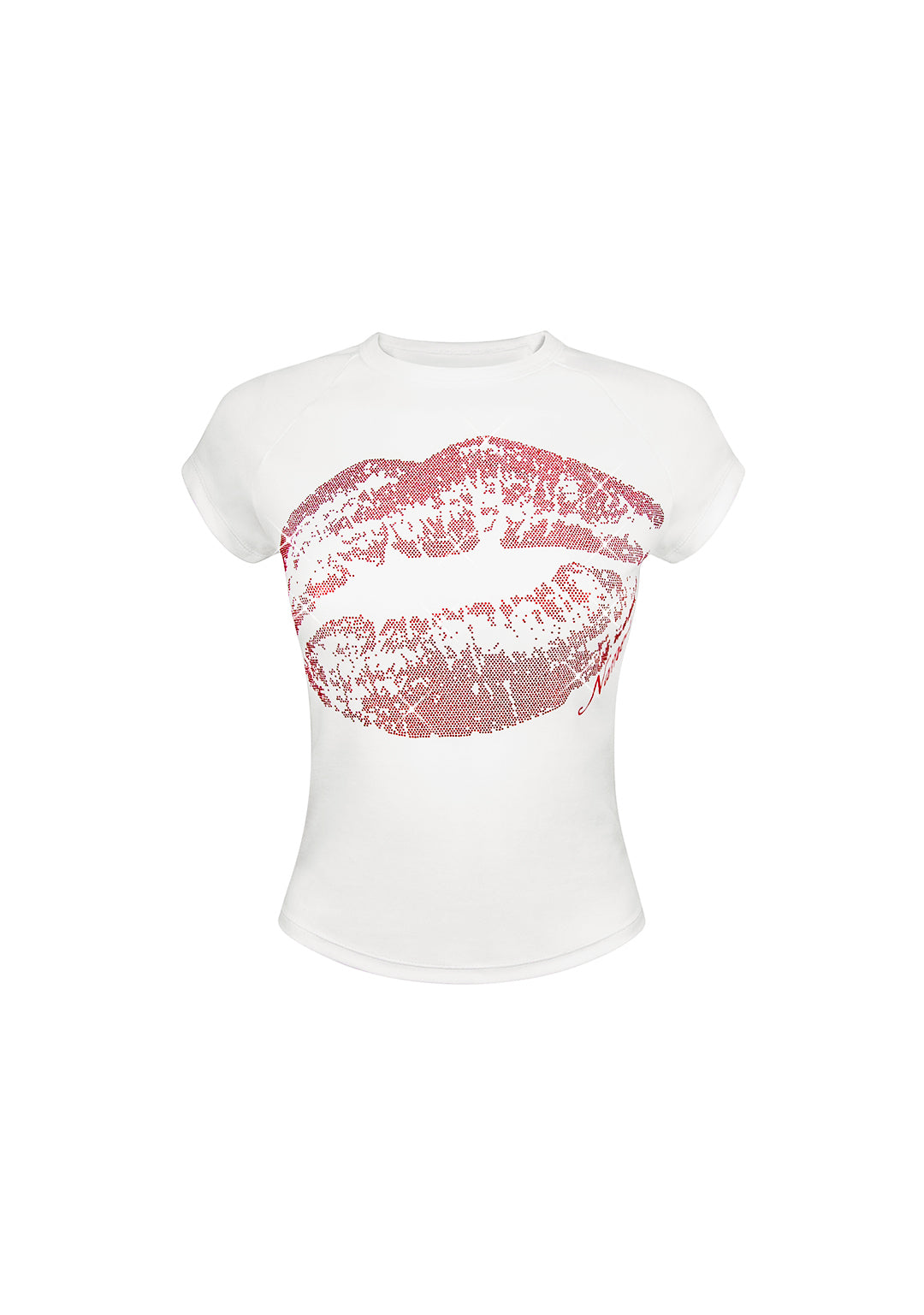 SMOOCH RHINESTONE BABY TEE WHITE