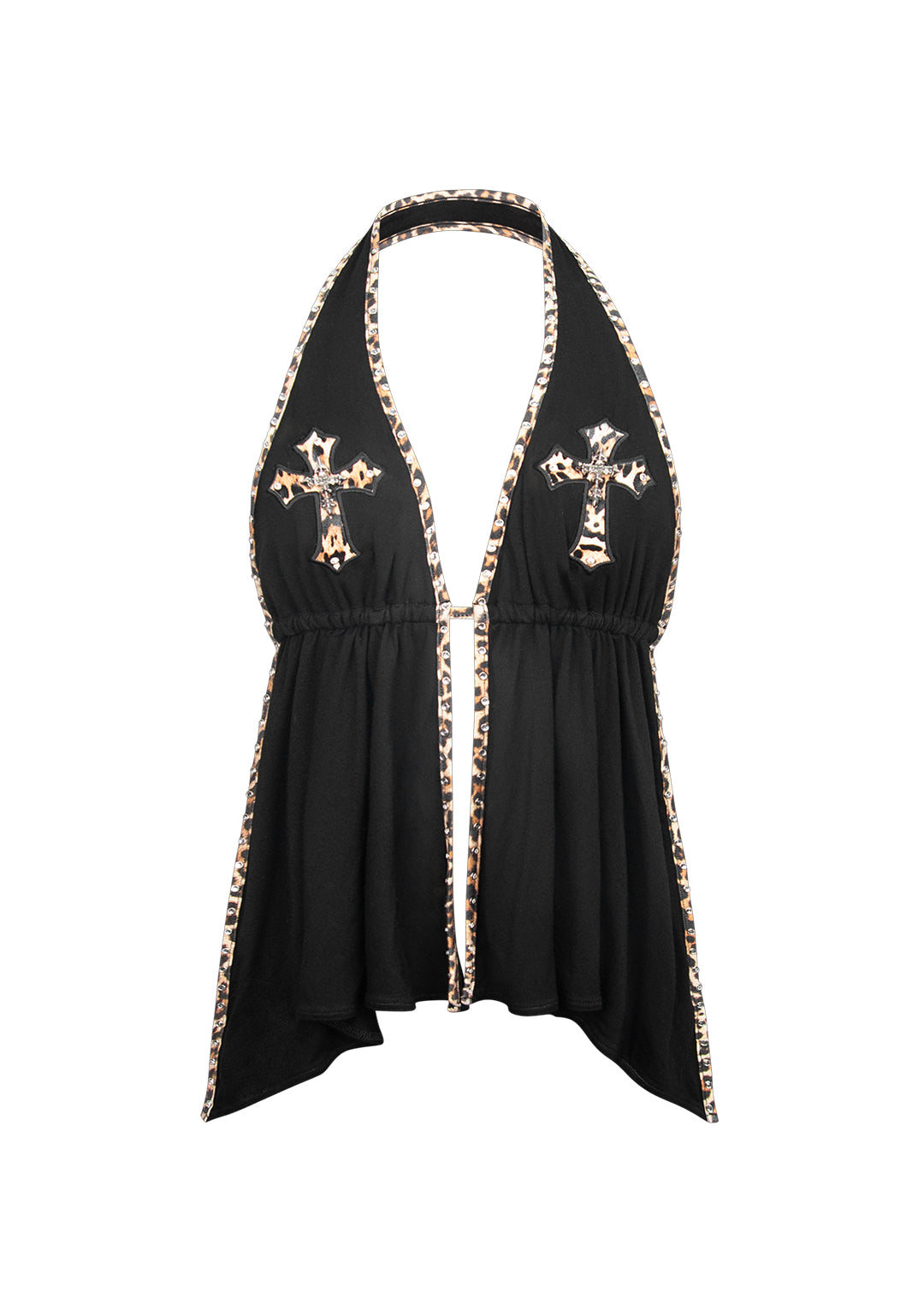 SPOILT BACKLESS HALTERNECK TOP BLACK