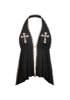 SPOILT BACKLESS HALTERNECK TOP BLACK