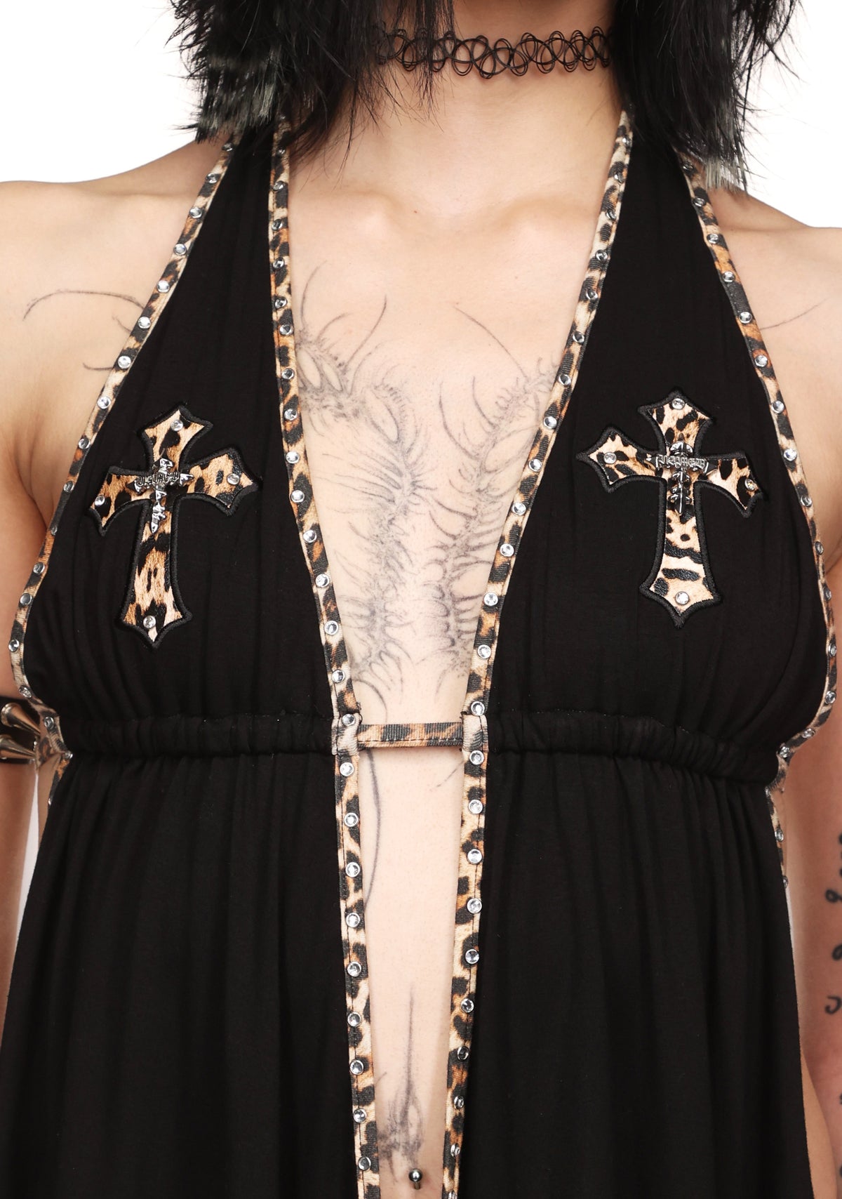 SPOILT BACKLESS HALTERNECK TOP BLACK
