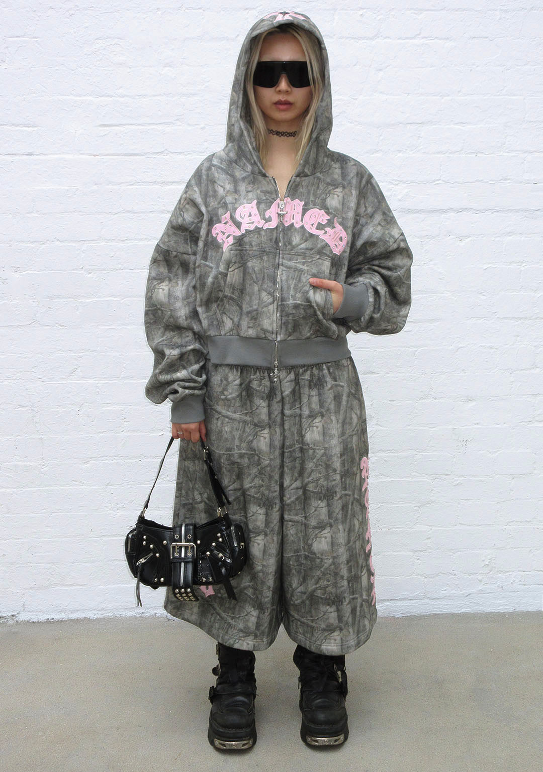 SPOILT CROP ZIP HOODIE TREE CAMO