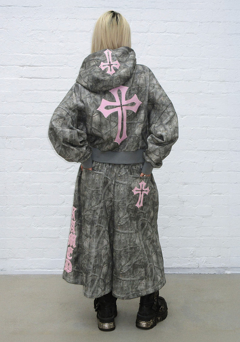 SPOILT CROP ZIP HOODIE TREE CAMO