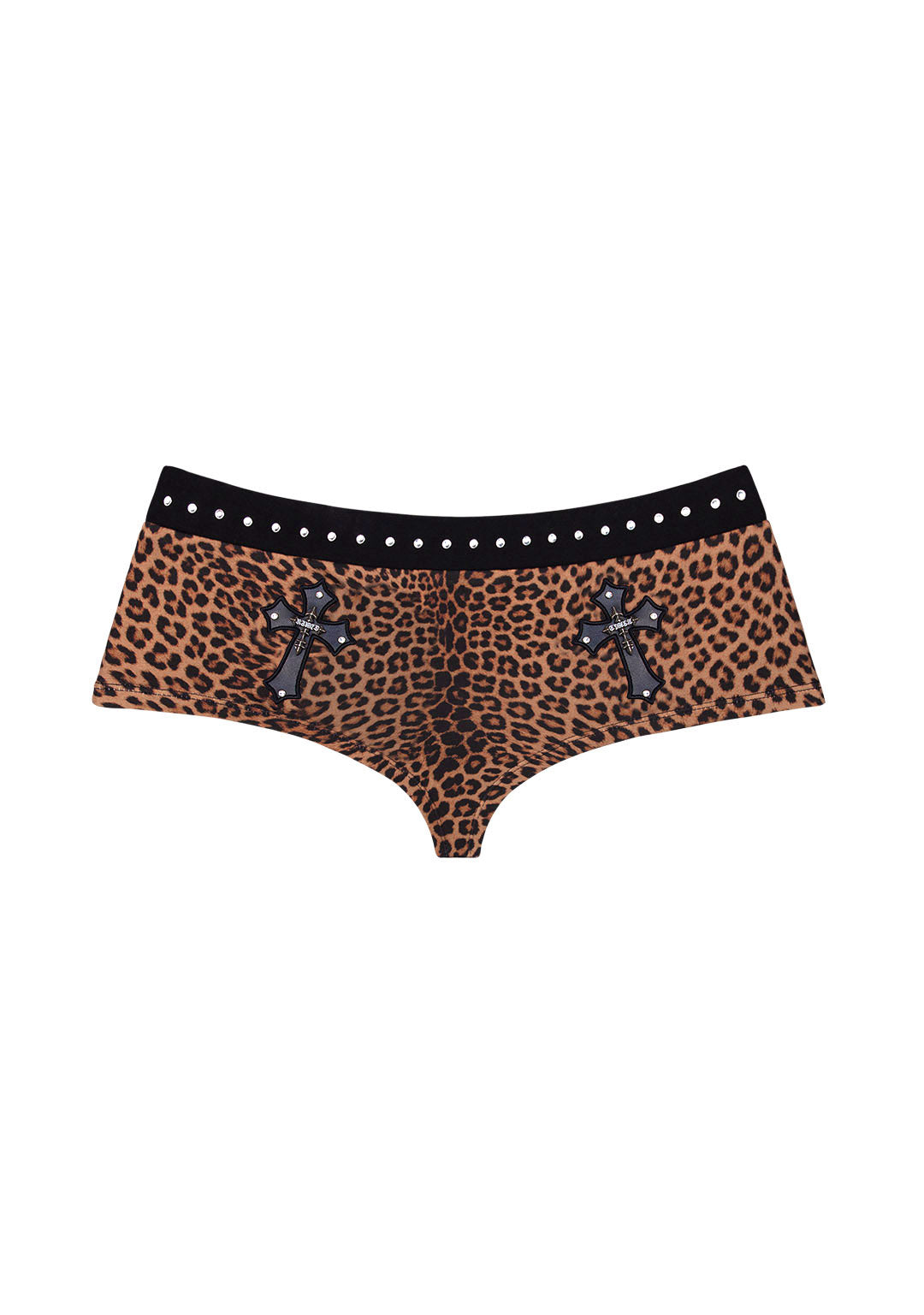 SPOILT RHINESTONE MICRO HOTPANT SHORTS LEOPARD