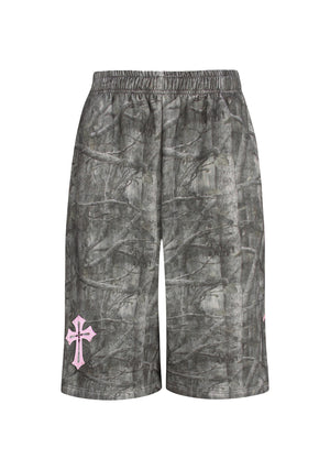 SPOILT OVERSIZED SWEATSHORTS TREE CAMO