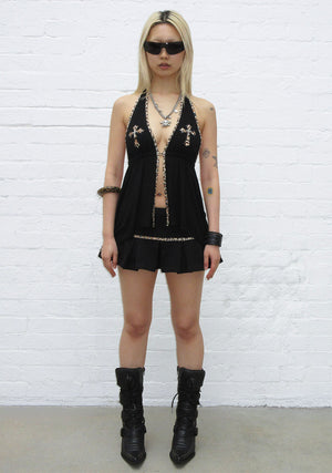 SPOILT PLEATED MICRO SKIRT BLACK