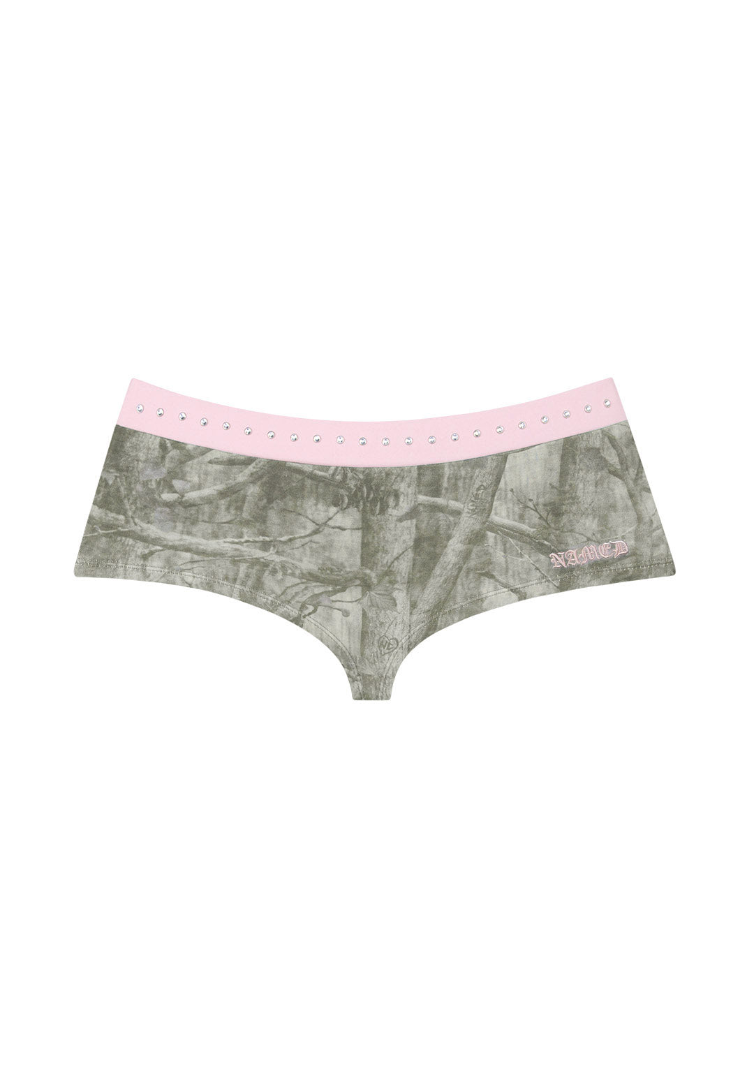 SPOILT RHINESTONE MICRO HOTPANT SHORTS TREE CAMO