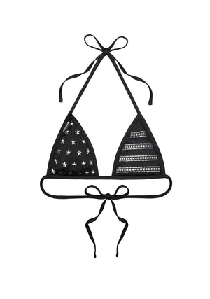 STELLAR STUDDED TRIANGLE BIKINI TOP BLACK