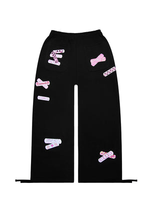 STITCH TEDDY OVERSIZED SWEATPANTS BLACK