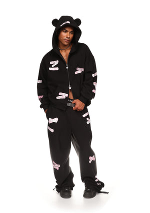 STITCH TEDDY OVERSIZED SWEATPANTS BLACK