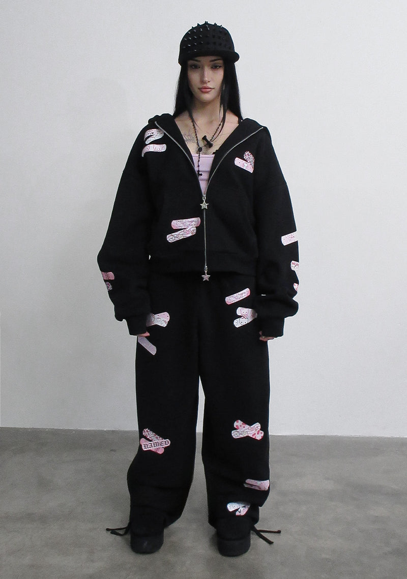 STITCH TEDDY OVERSIZED SWEATPANTS BLACK