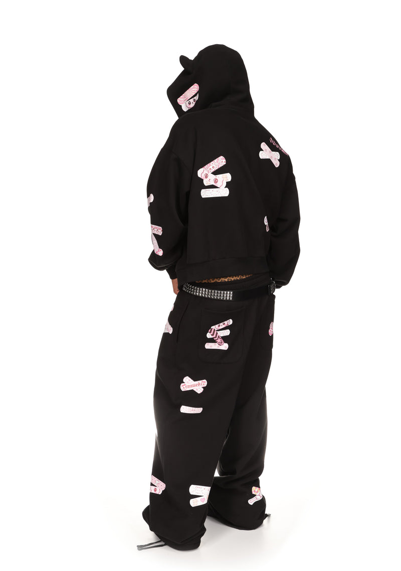 STITCH TEDDY OVERSIZED SWEATPANTS BLACK