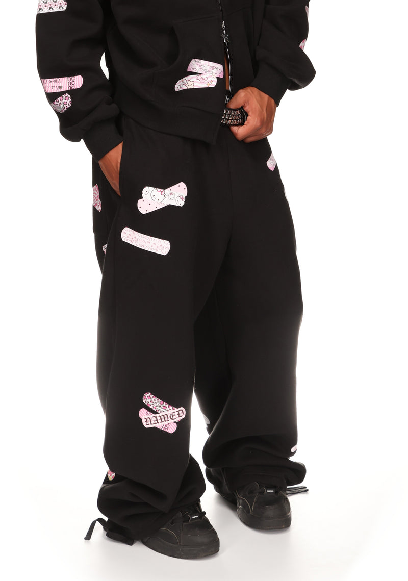 STITCH TEDDY OVERSIZED SWEATPANTS BLACK