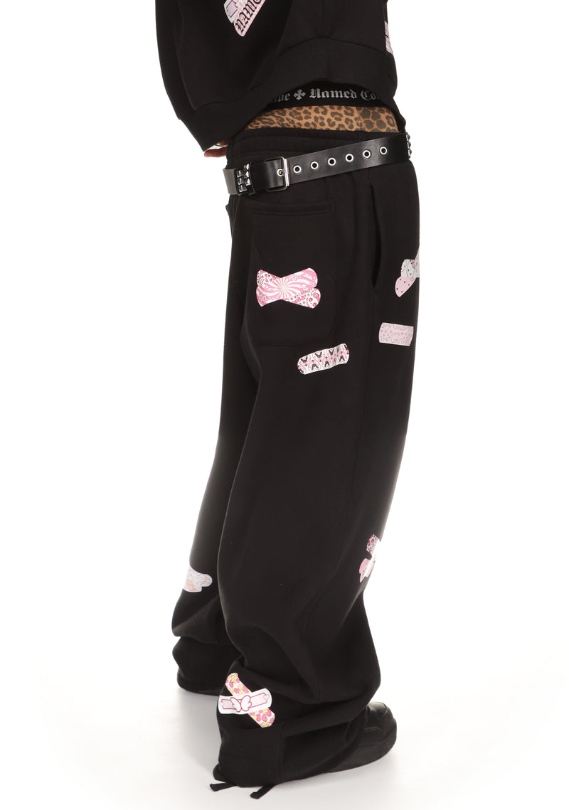 STITCH TEDDY OVERSIZED SWEATPANTS BLACK
