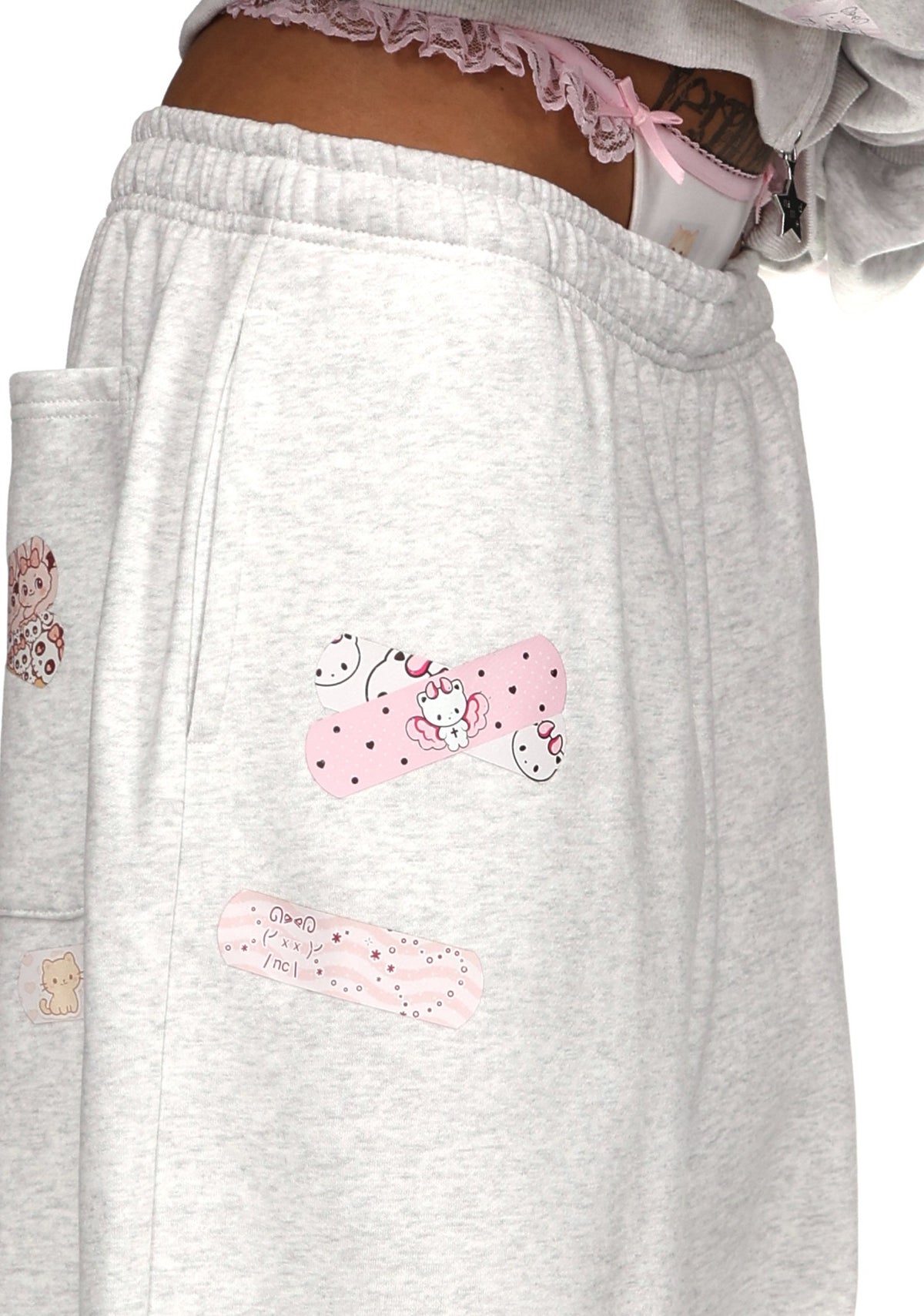 STITCH TEDDY OVERSIZED SWEATPANTS WHITE MARL