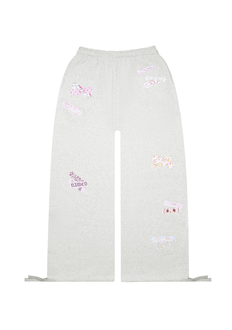 STITCH TEDDY OVERSIZED SWEATPANTS WHITE MARL
