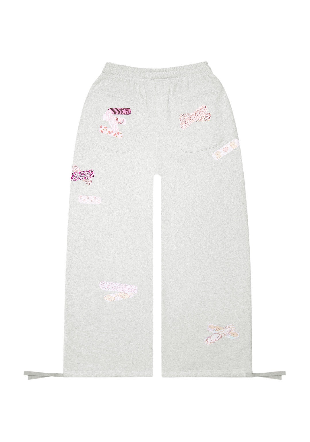 STITCH TEDDY OVERSIZED SWEATPANTS WHITE MARL