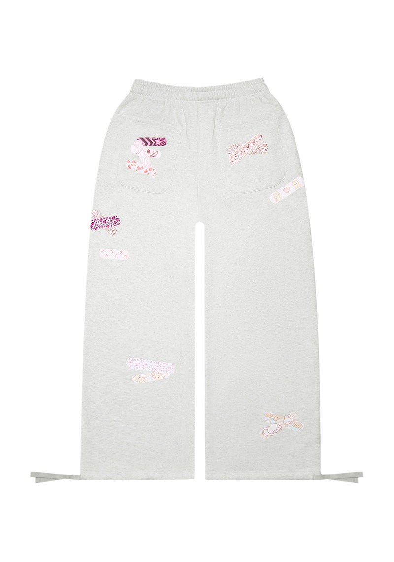STITCH TEDDY OVERSIZED SWEATPANTS WHITE MARL