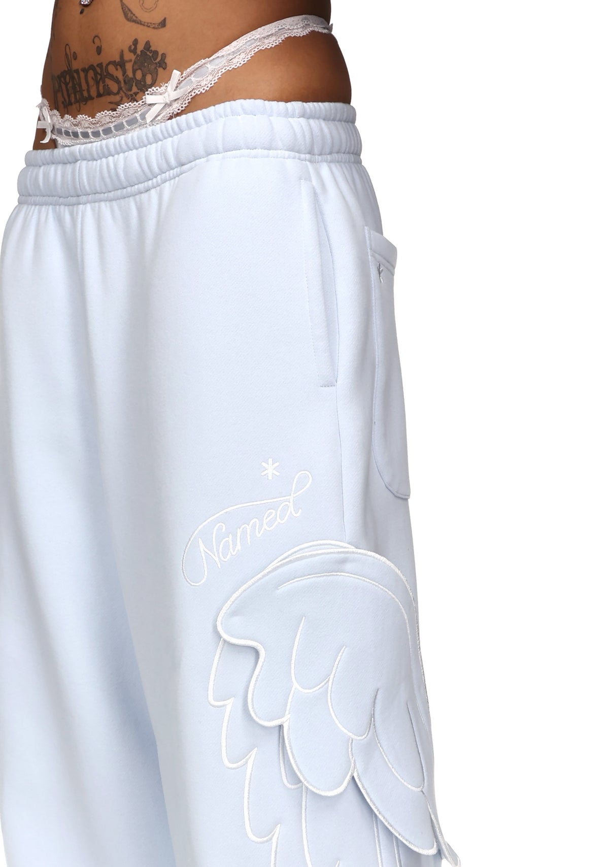 STITCH WINGS OVERSIZED SWEATPANTS BABY BLUE (DETACHABLE WINGS)