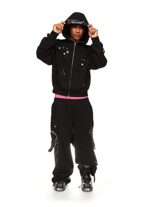 STITCH WINGS OVERSIZED SWEATPANTS BLACK (DETACHABLE WINGS)