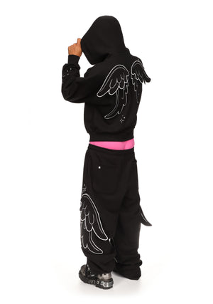 STITCH WINGS OVERSIZED SWEATPANTS BLACK (DETACHABLE WINGS)