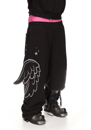 STITCH WINGS OVERSIZED SWEATPANTS BLACK (DETACHABLE WINGS)