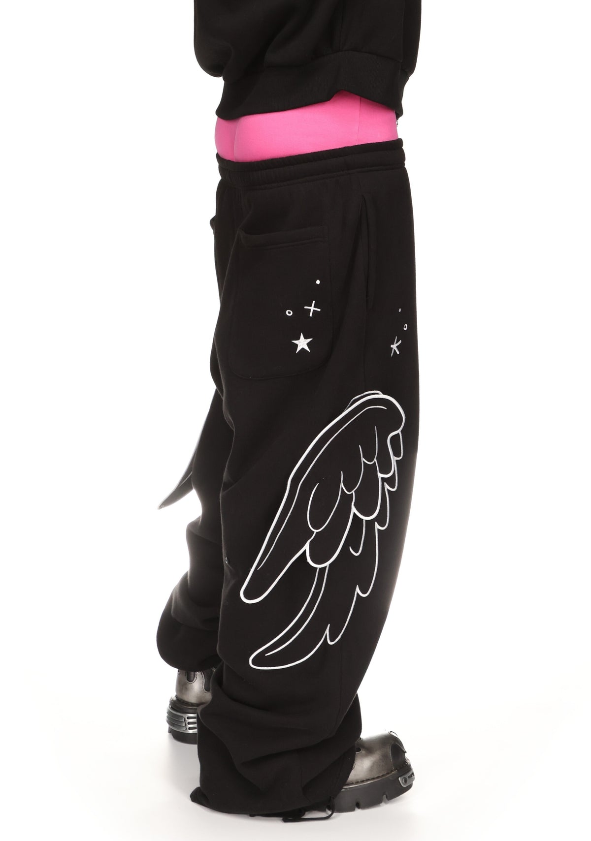 STITCH WINGS OVERSIZED SWEATPANTS BLACK (DETACHABLE WINGS)