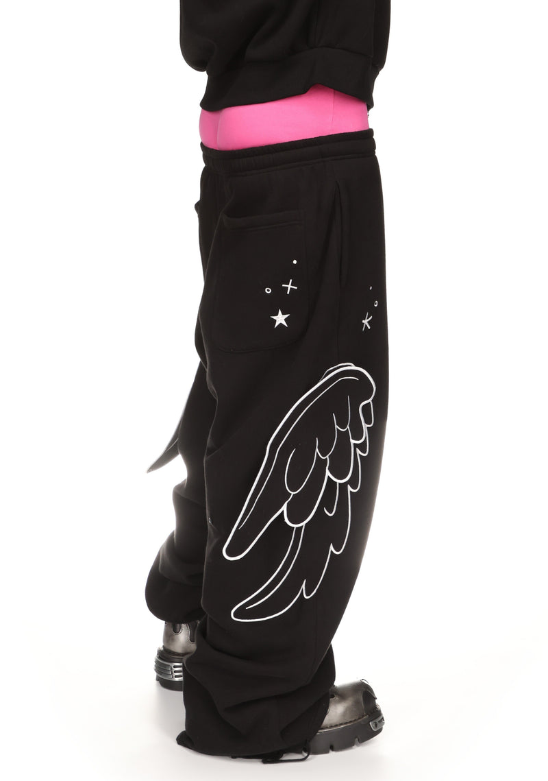 STITCH WINGS OVERSIZED SWEATPANTS BLACK (DETACHABLE WINGS)