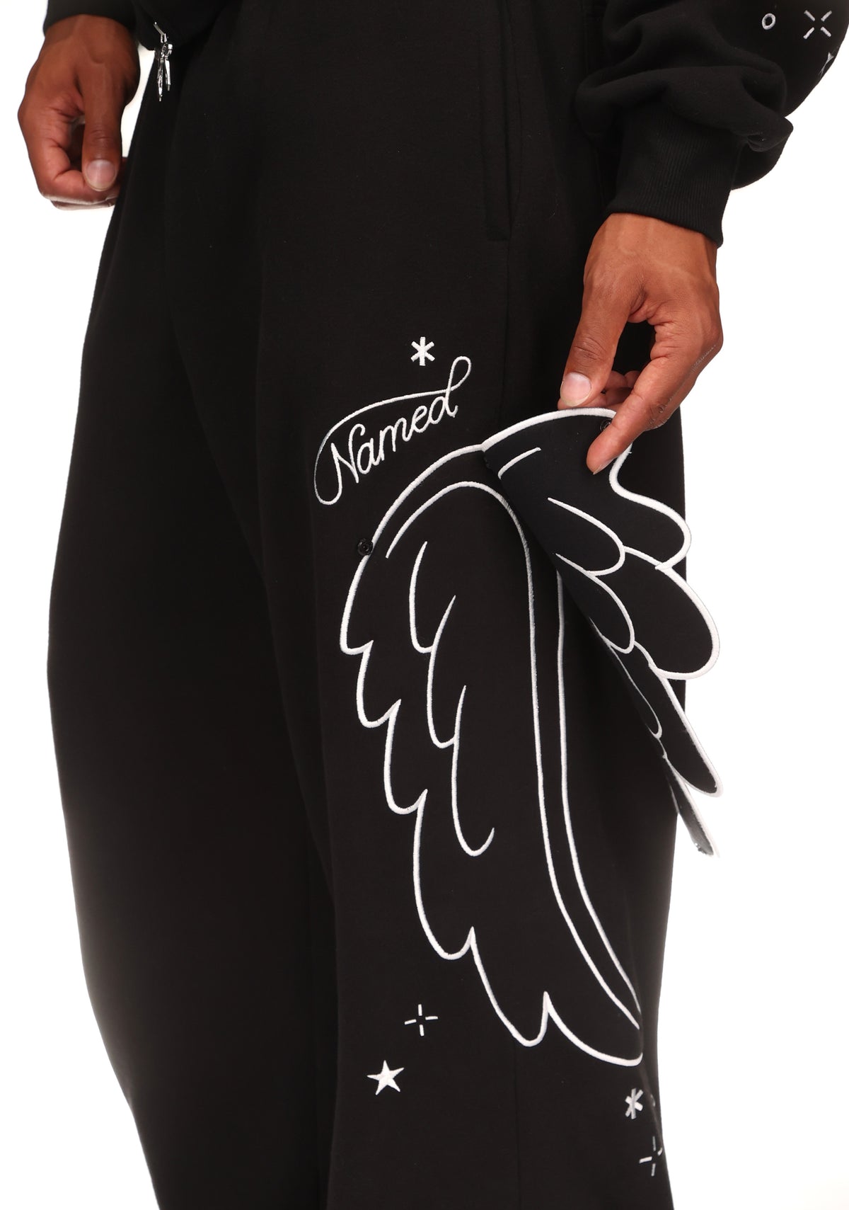 STITCH WINGS OVERSIZED SWEATPANTS BLACK (DETACHABLE WINGS)