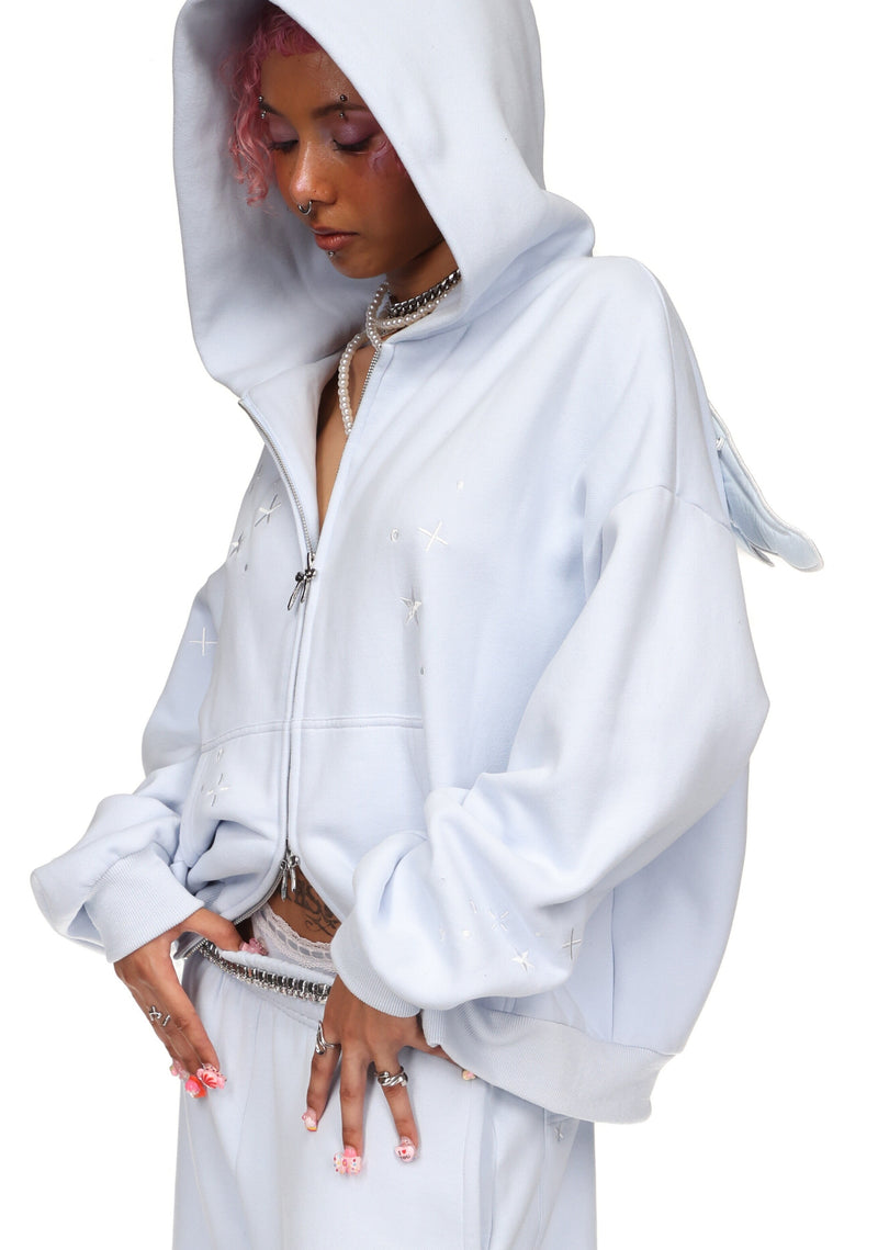 STITCH WINGS ZIP HOODIE BABY BLUE (DETACHABLE WINGS)