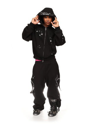 STITCH WINGS ZIP HOODIE BLACK (DETACHABLE WINGS)