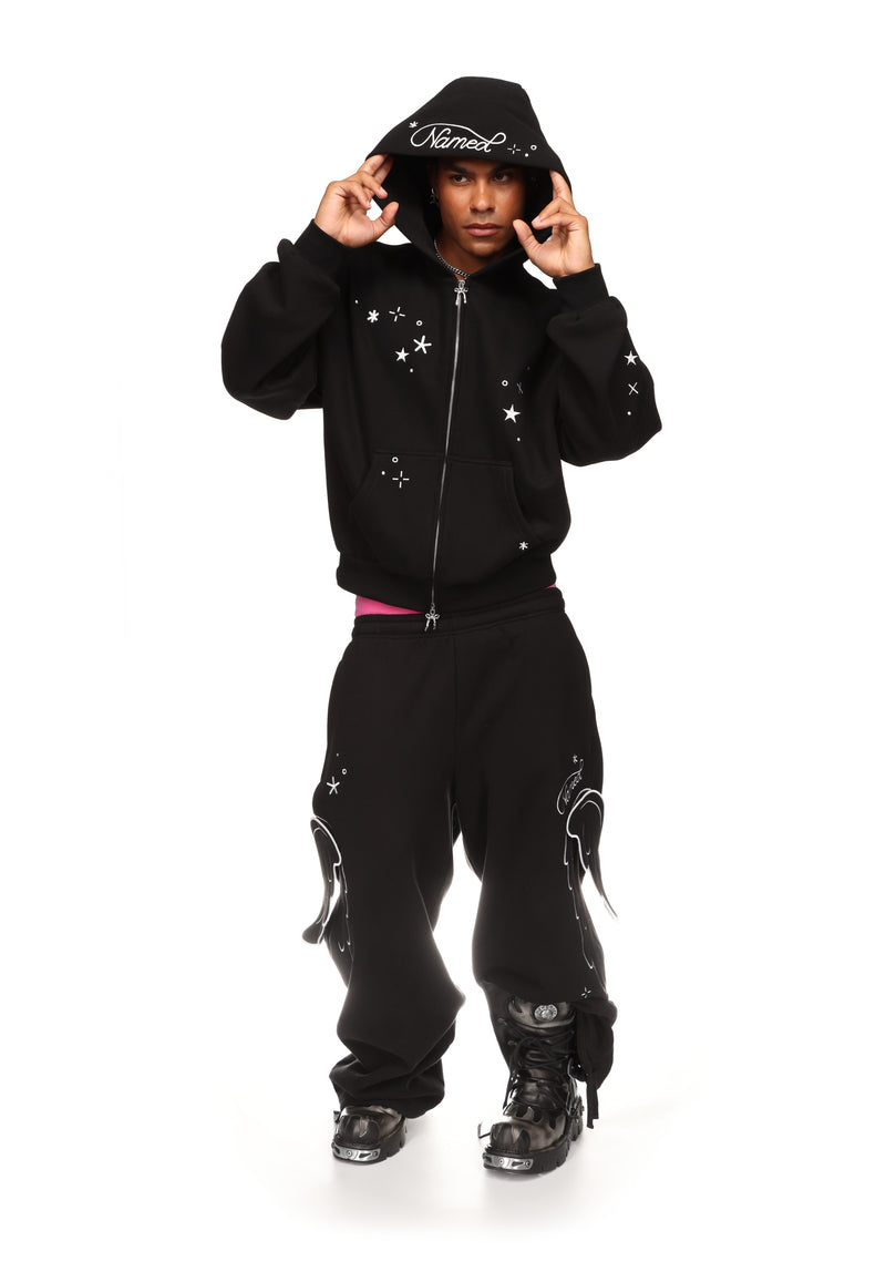 STITCH WINGS ZIP HOODIE BLACK (DETACHABLE WINGS)