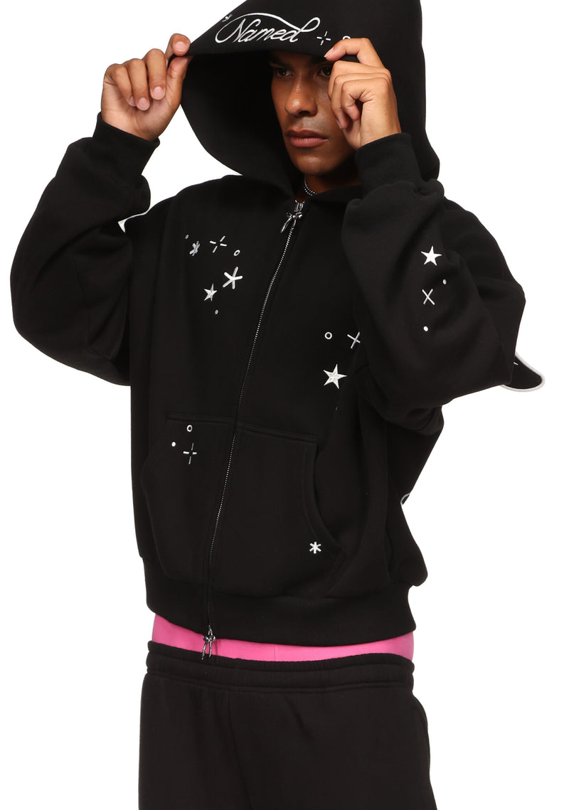 STITCH WINGS ZIP HOODIE BLACK (DETACHABLE WINGS)