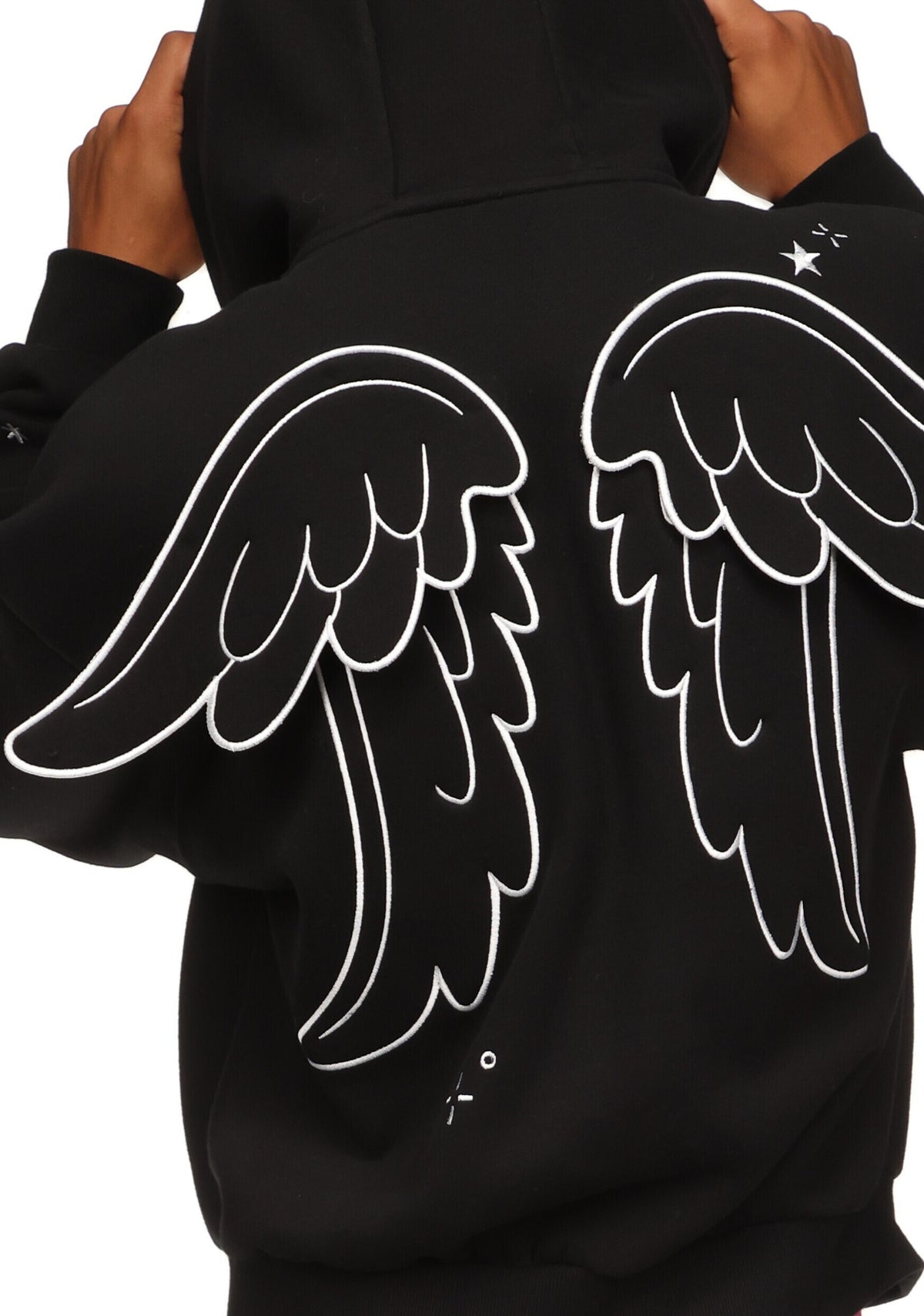 STITCH WINGS ZIP HOODIE BLACK (DETACHABLE WINGS)