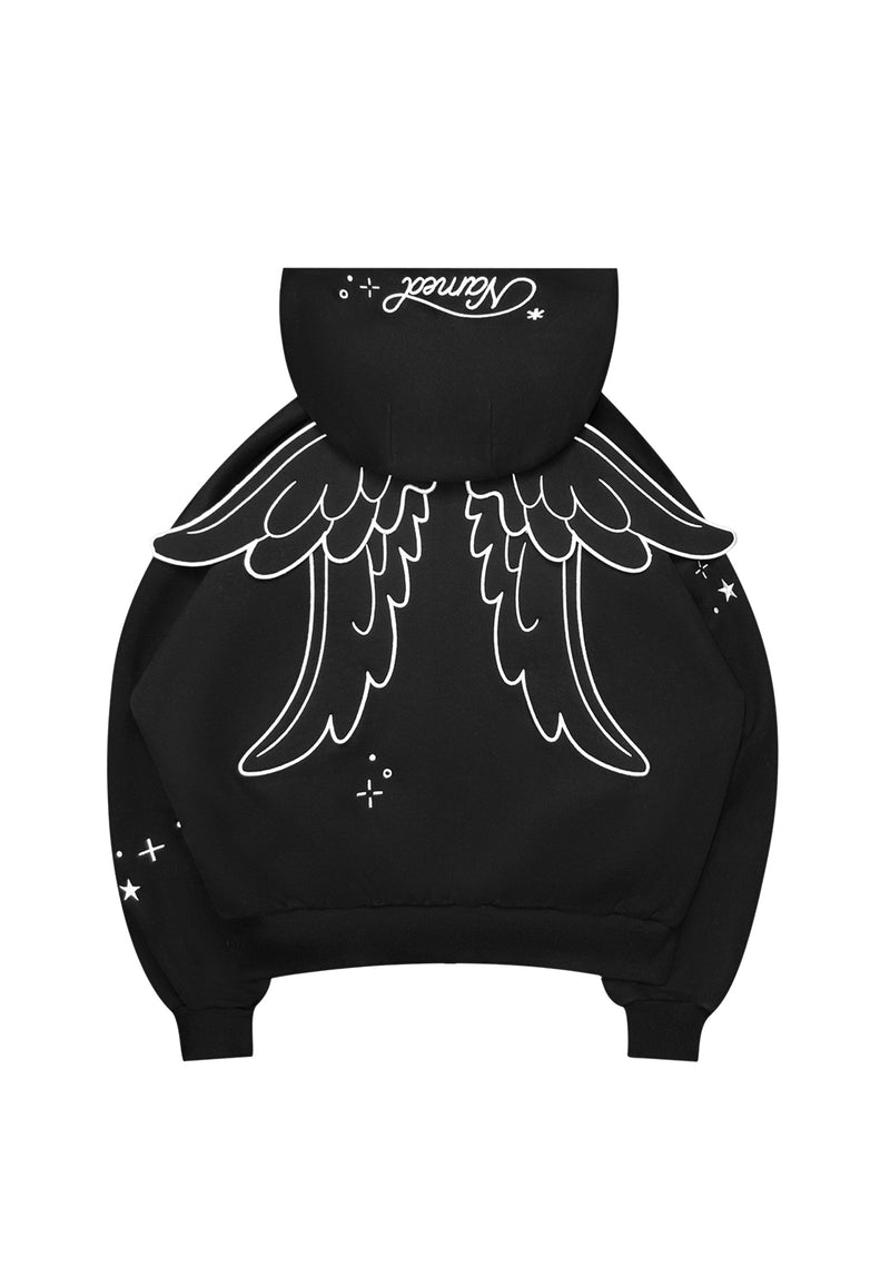 STITCH WINGS ZIP HOODIE BLACK (DETACHABLE WINGS)