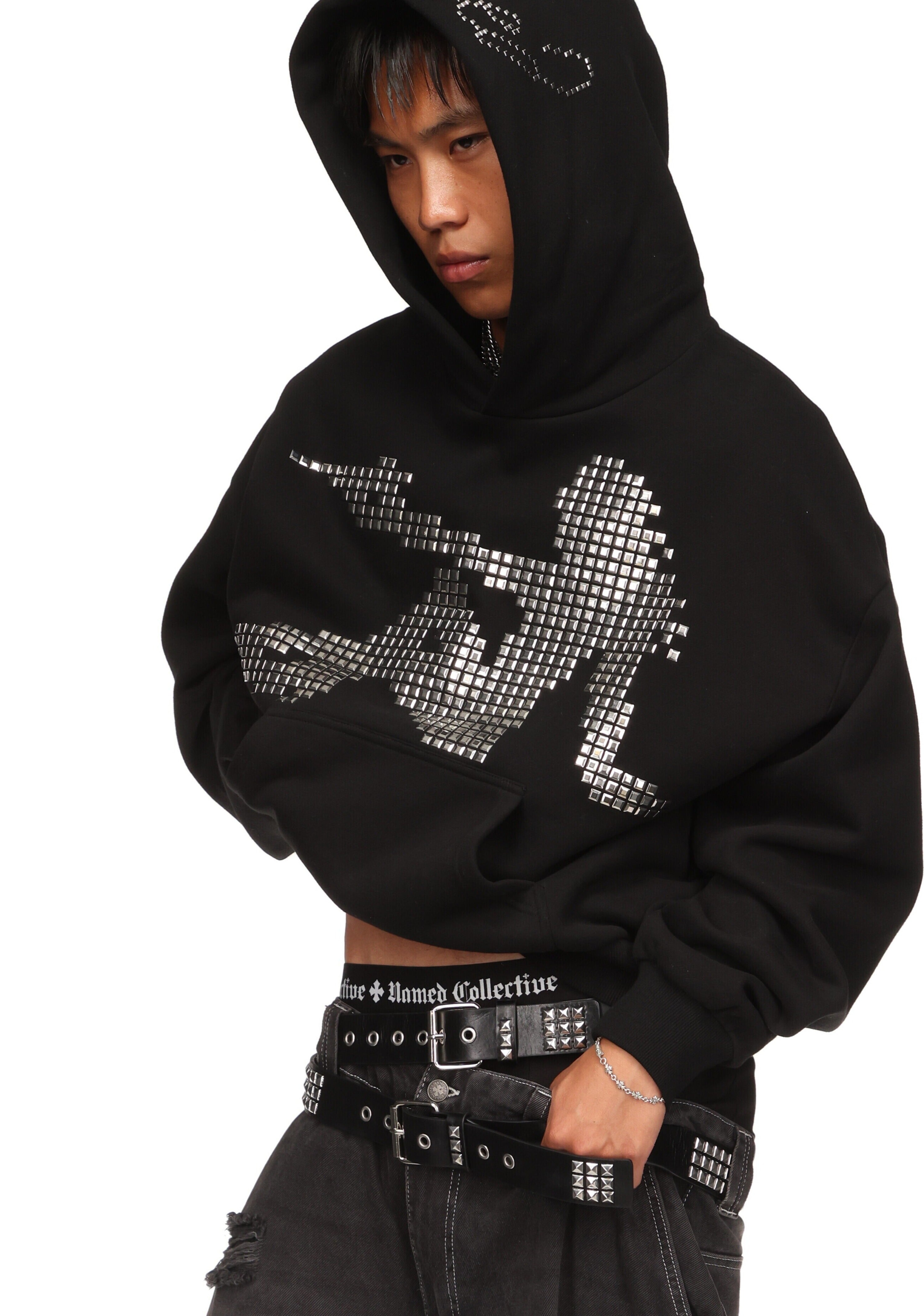 Strangers Studded Silhouette Pullover Hoodie Black – NAMED COLLECTIVE®