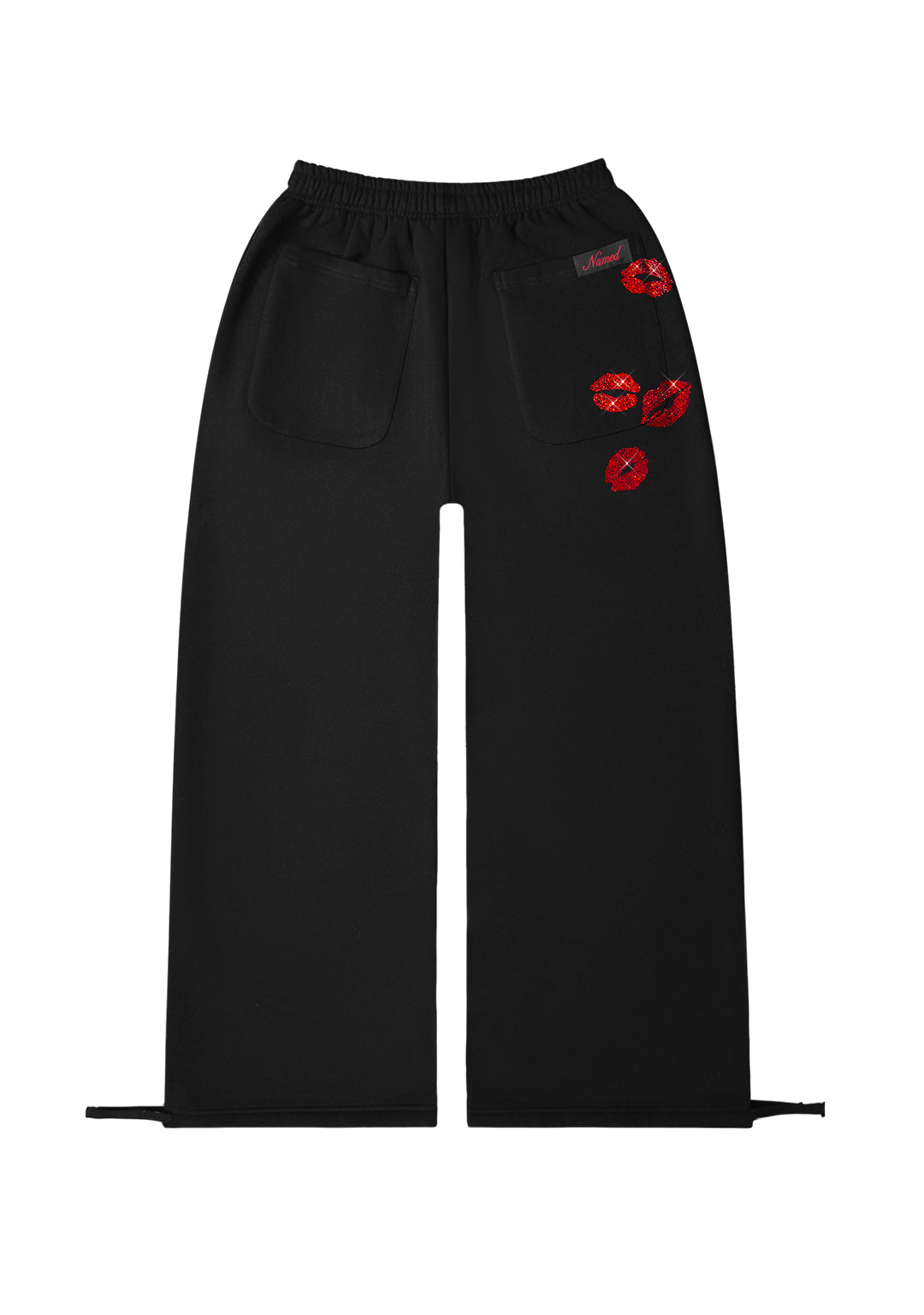 TEASE RHINESTONE KISS OVERSIZED SWEATPANTS BLACK