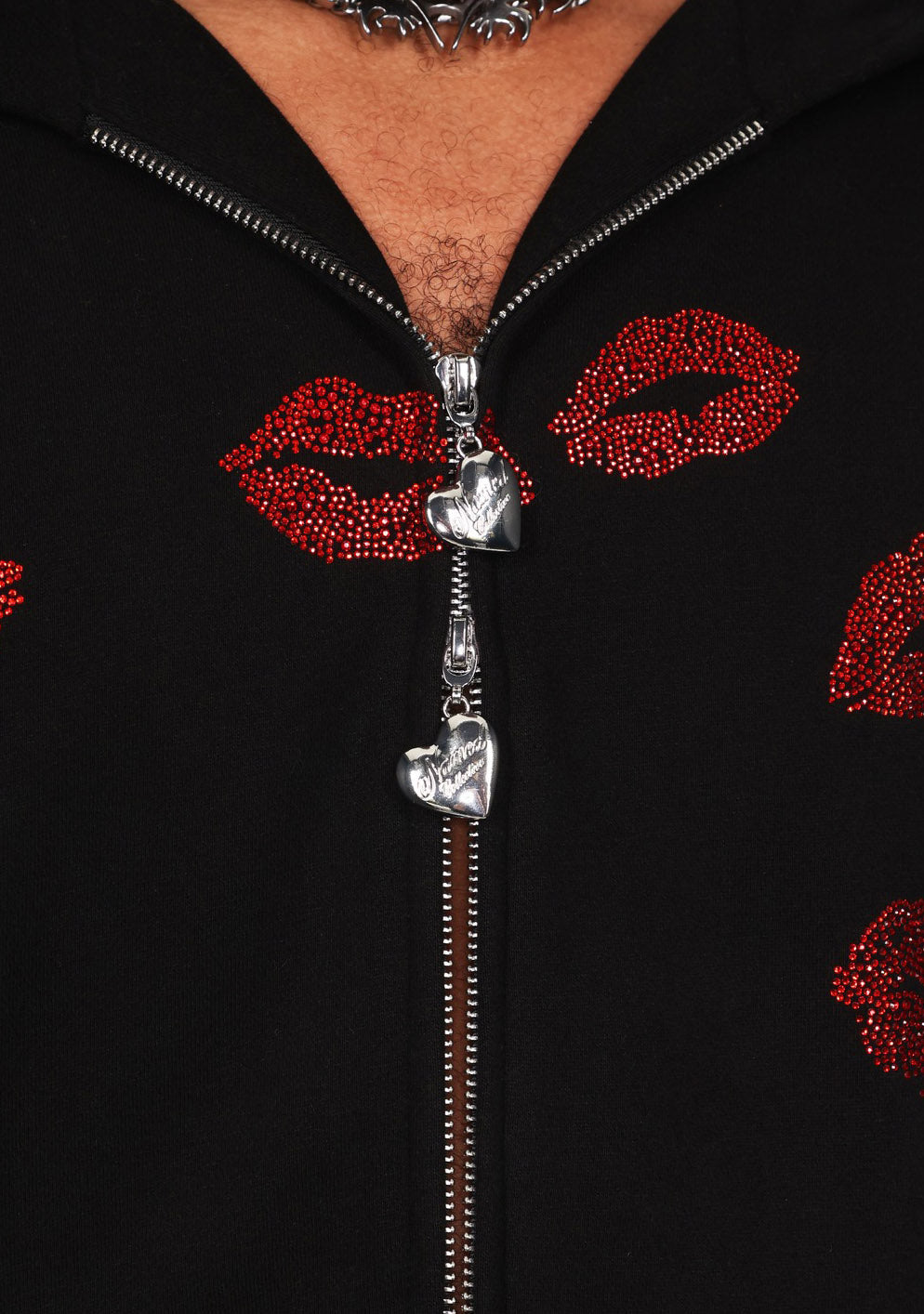 NEW IMAGE TEST - JPG - TEASE RHINESTONE KISS ZIP HOODIE