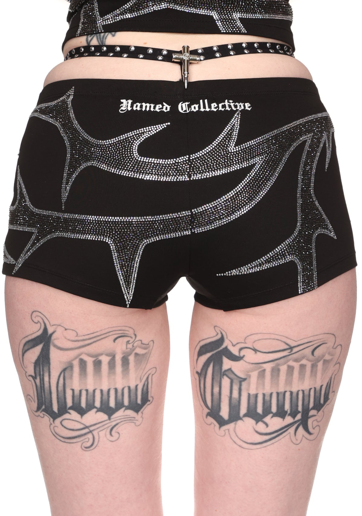 THORN RHINESTONE HOTPANTS BLACK