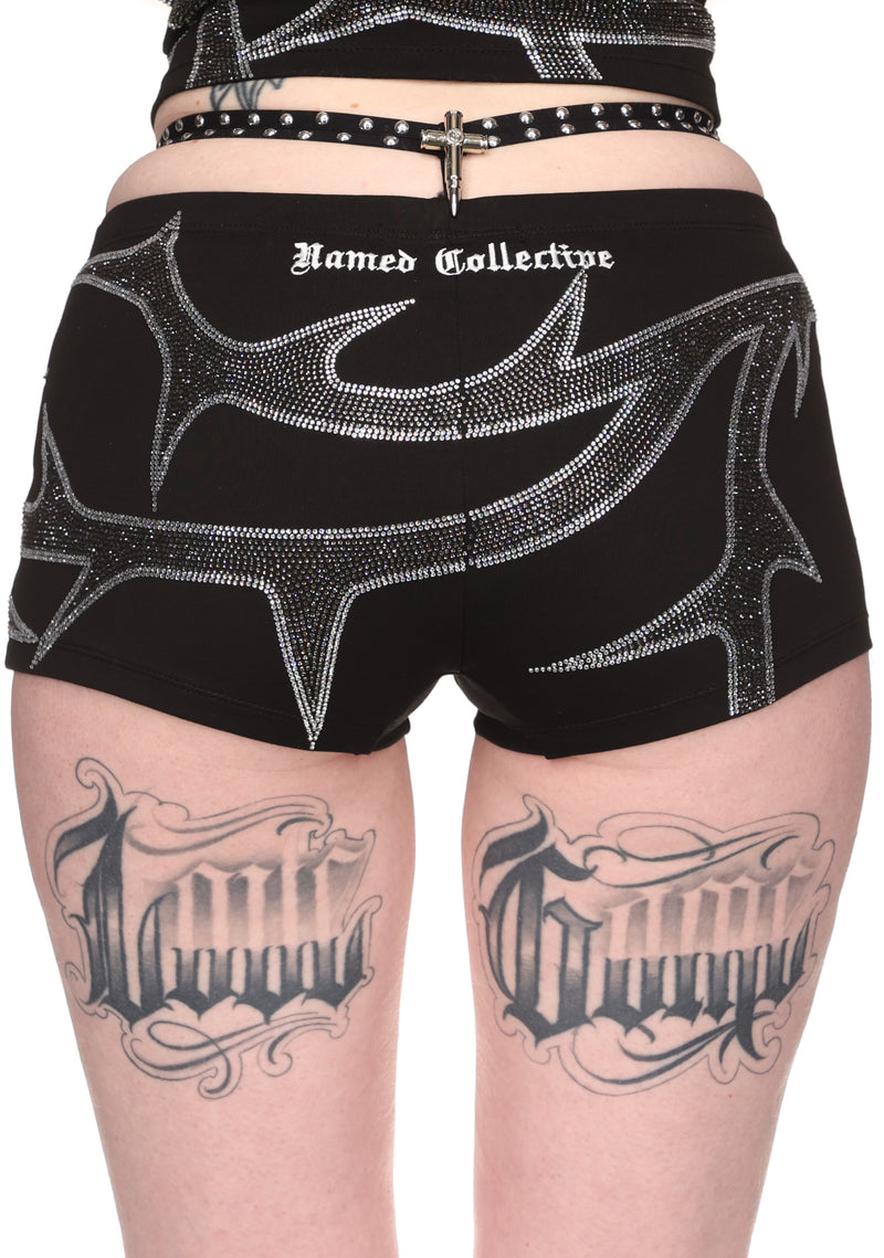 THORN RHINESTONE HOTPANTS BLACK