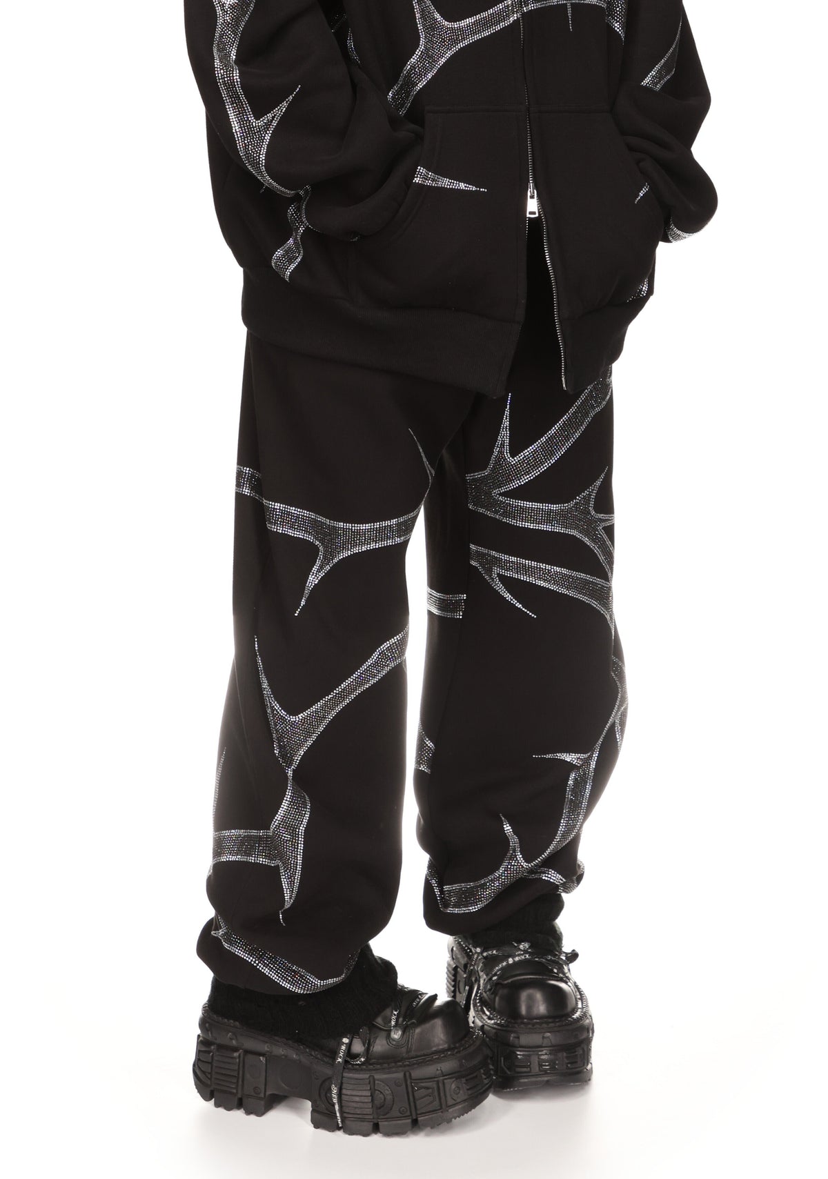 THORN RHINESTONE SWEATPANTS BLACK