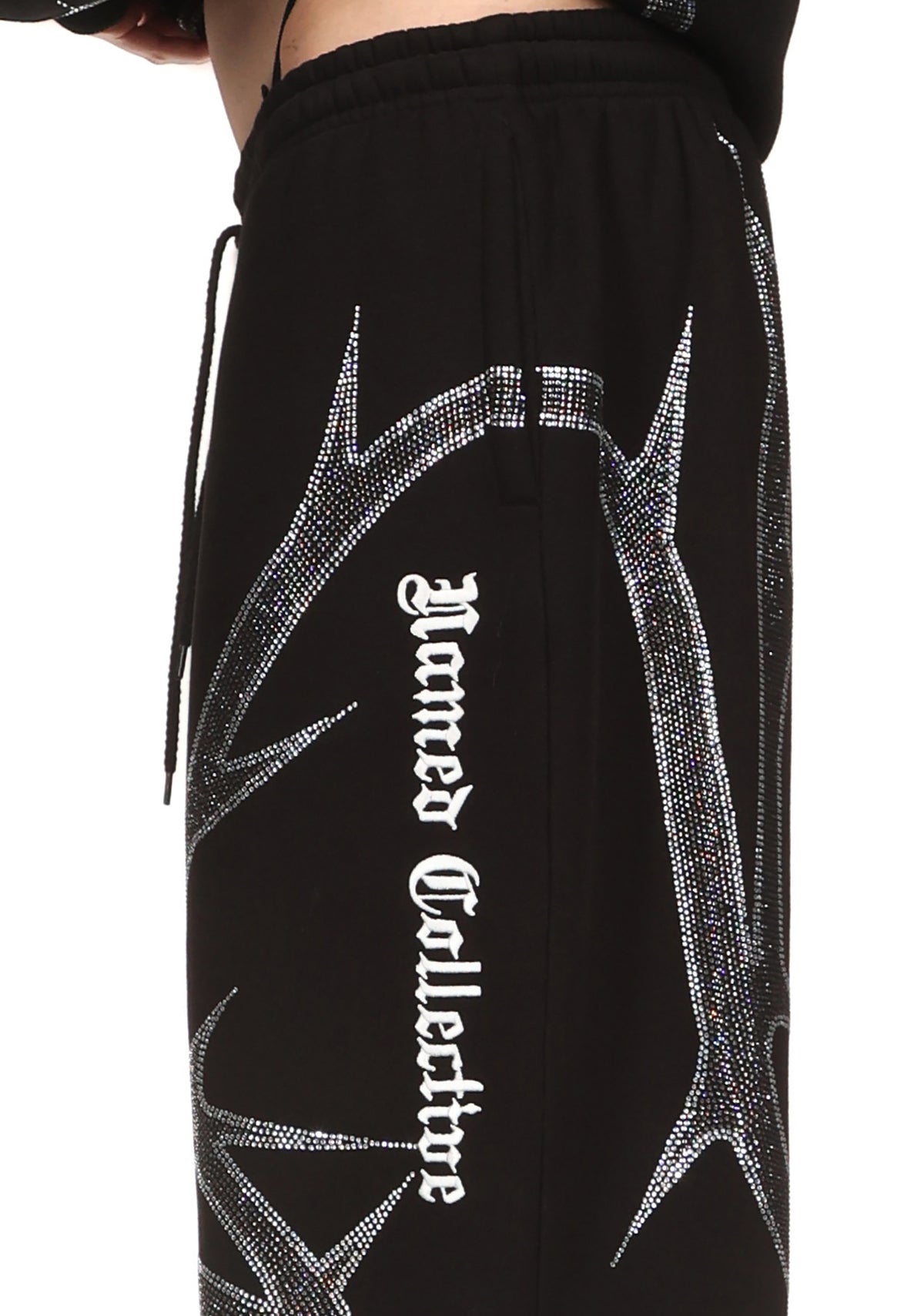 THORN RHINESTONE SWEATPANTS BLACK