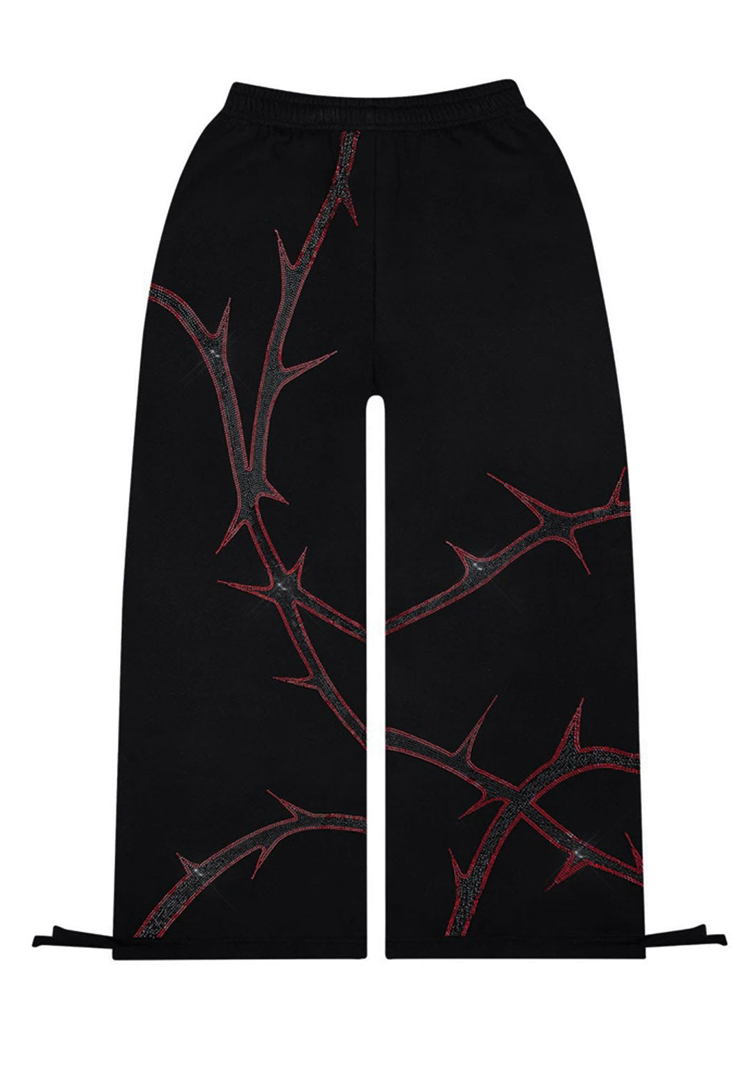 THORN RHINESTONE SWEATPANTS BLACK AND RED