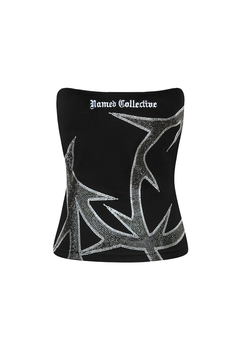 THORN RHINESTONE TUBE TOP BLACK
