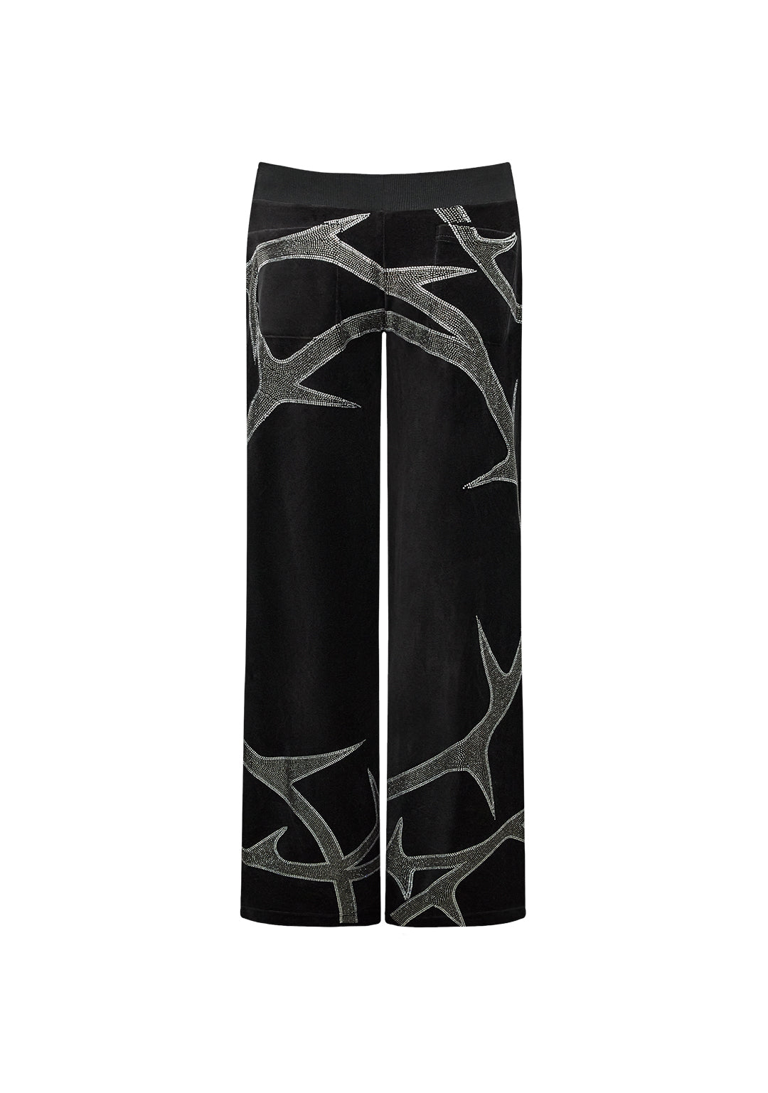 THORN RHINESTONE VELOUR SWEATPANTS BLACK