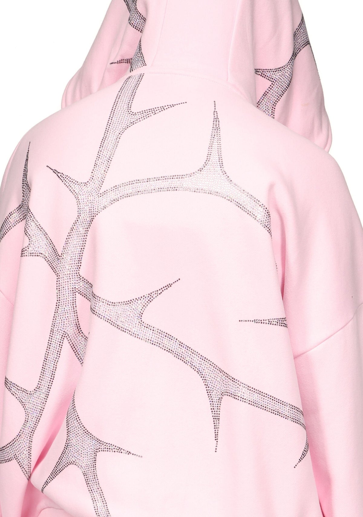 THORN RHINESTONE ZIP HOODIE BABY PINK