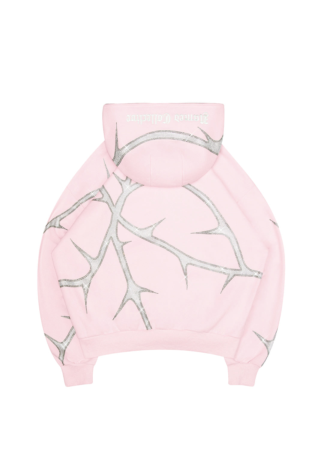 THORN RHINESTONE ZIP HOODIE BABY PINK