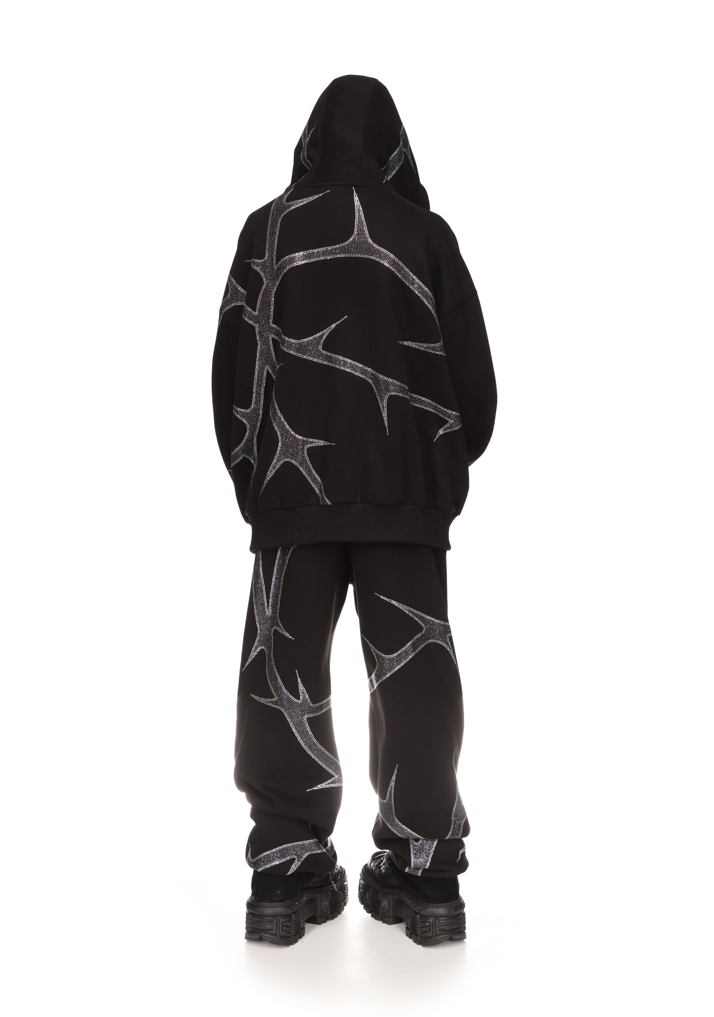 Reels 佐野玲於BICOLOR ZIP HOODIE Thorn Rhinestone Zip Hoodie Black – NAMED COLLECTIVE®