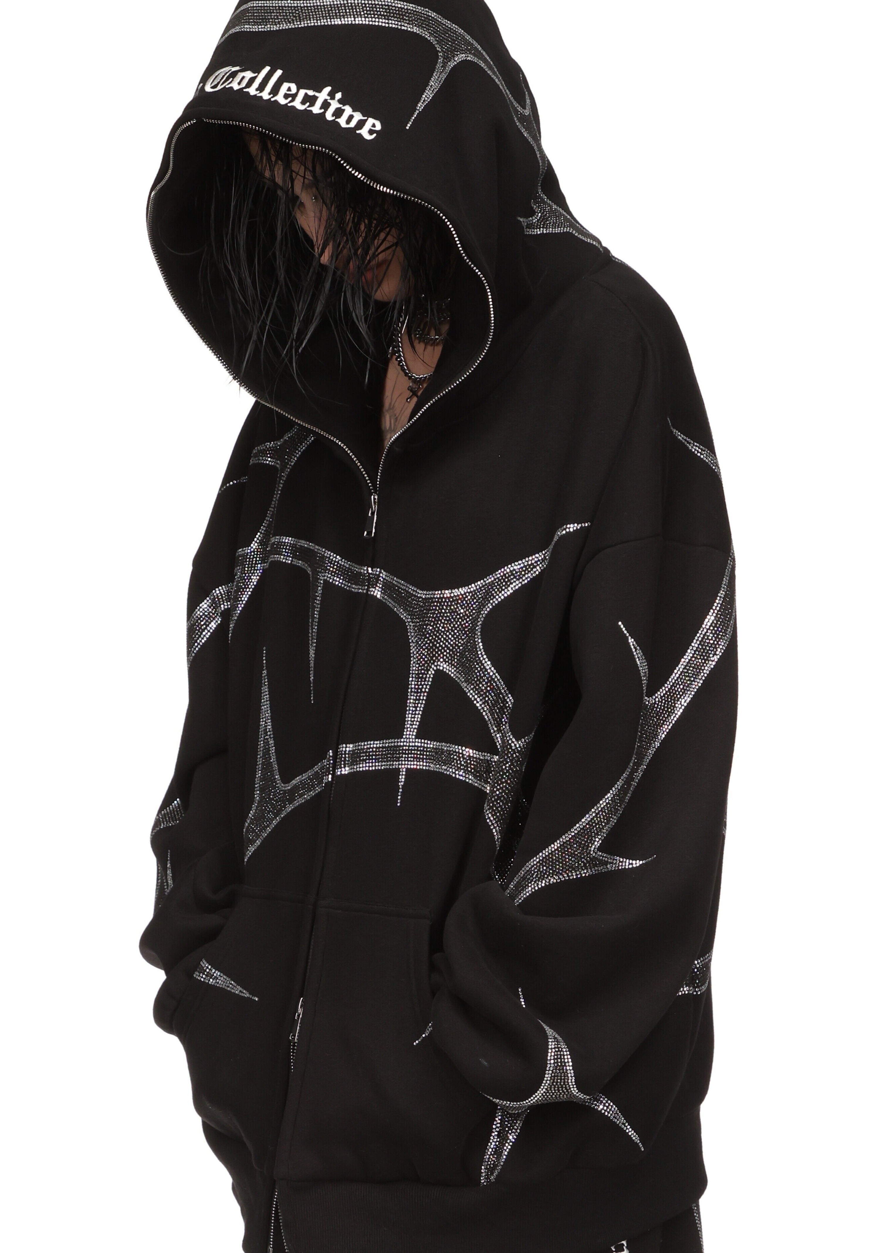 Thorn Rhinestone Zip Hoodie Black – NAMED COLLECTIVE®